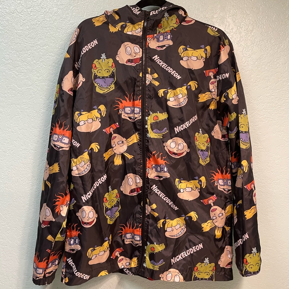 Nickelodeon Rugrats Cartoon Baby Faces Y2K Men’s M Polyester Rain Coat Jacket